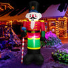 Inflatable 8-foot nutcracker soldier with LED lights, made of waterproof polyester, perfect for outdoor Christmas.