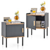 Gray nightstand with door cabinet, engineered wood, modern design, perfect for living room or bedroom storage.
