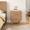 Nightstand with 2 Drawers Solid Rubber Wood Legs-Brown - Gallery View 1 of 10