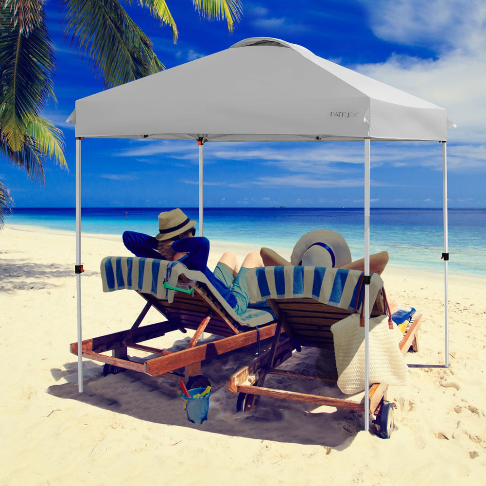 6.6  x 6.6 Feet Outdoor Pop Up Camping Canopy Tent with Roller Bag-Gray - Gallery View 1 of 12