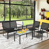 Single ergonomic chair from the 4 PCS patio furniture set with gray steel frame and breathable fabric for outdoor.