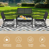4-piece gray patio furniture set featuring a loveseat, two chairs, and a coffee table, perfect for outdoor relaxation.