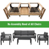 4-piece outdoor furniture set in gray with no assembly needed, featuring aluminum frame and soft cushions for comfort.