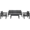 4-piece outdoor furniture set with gray cushions and aluminum frame, perfect for backyard and poolside relaxation.