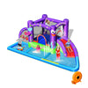 Inflatable water slide park with splash pool, octopus design, and multiple activities for backyard fun for kids.