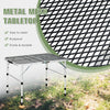 Folding aluminum grill table with iron mesh top, sturdy design, adjustable heights, perfect for outdoor camping and.