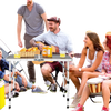 Folding aluminum grill table with iron mesh top, ideal for outdoor camping, BBQs, and picnics, featuring adjustable.