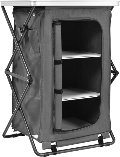 Costway Folding Camping Storage Cabinet 3-Shelf Carry Bag 58329714 New
