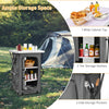 Folding camping storage cabinet with wide cabinet top and six side storage pockets, perfect for organizing outdoor.