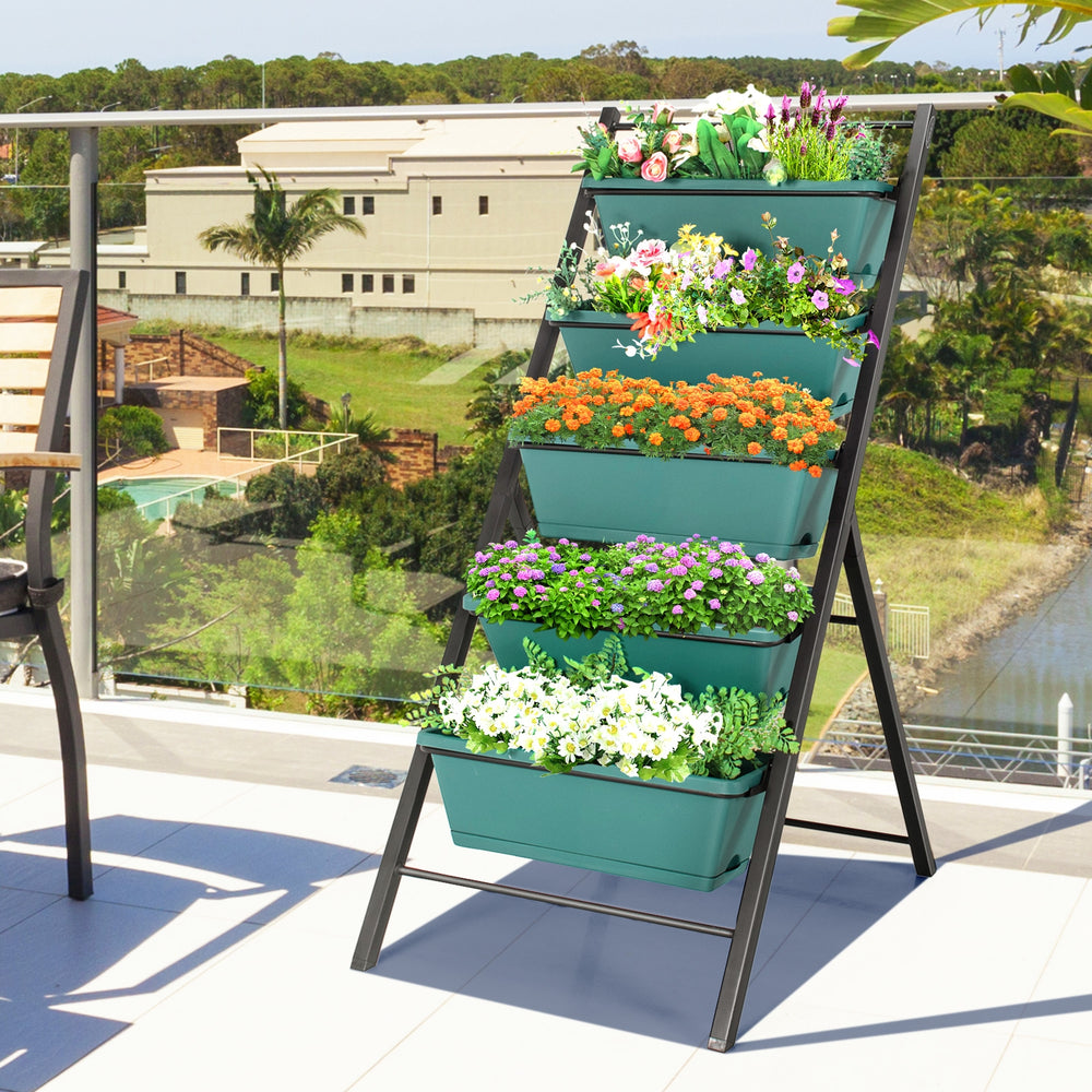 5-tier Vertical Garden Planter Box Elevated Raised Bed with 5 Container-Green - Gallery View 1 of 11