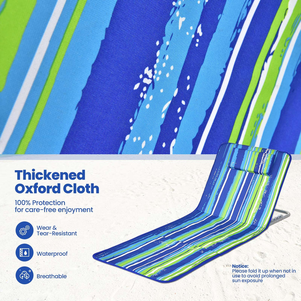 Thickened oxford cloth beach lounge chair mat set with adjustable recline, ideal for outdoor sunbathing and relaxation.
