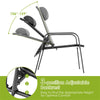 3-position adjustable backrest of a black patio chair from a 3-piece bistro set for optimal comfort and space-saving.