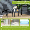 3-piece black patio bistro furniture set with adjustable backrests and tempered glass coffee table for outdoor spaces.