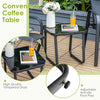 Tempered glass coffee table with adjustable anti-slip foot pads, perfect for a 3-piece patio bistro set.