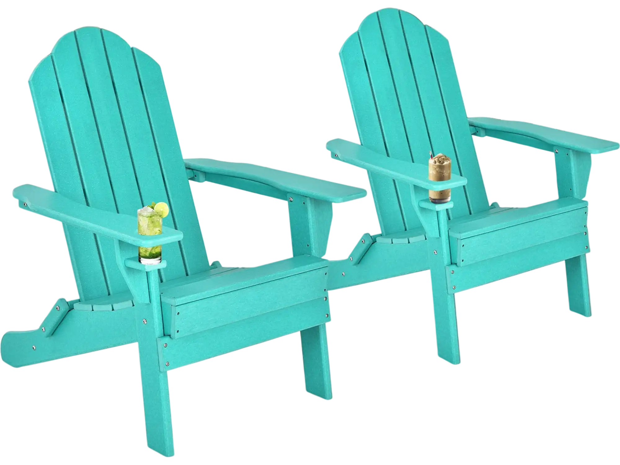 Costway Foldable Adirondack Patio Chair w/ Cup Holder Turquoise 83279456 New