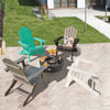Turquoise foldable patio chair with built-in cup holder, made of fade-resistant PE material, ideal for outdoor.