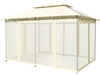 10x13 feet beige gazebo with removable mesh sidewalls, ideal for outdoor gatherings and relaxation in your backyard.