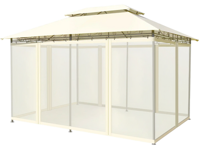 Costway 10' x 13' Gazebo Tent Canopy Shelter Removable Netting Sidewall Beige 28934560 New