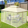 Beige 10x13 feet gazebo with removable mesh sidewalls, perfect for outdoor gatherings and relaxation in your backyard.