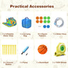 Inflatable water slide accessories including a carrying bag, repair patches, water hose, and stakes for secure setup.