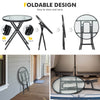 Folding patio side table with tempered glass tabletop and rustproof steel frame, ideal for outdoor use and easy storage.
