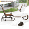 Close-up of the ergonomic backrest and curved armrests of a 2-person patio glider bench in brown for enhanced comfort.