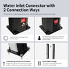 Solar heated shower with adjustable head, 9.3-gallon capacity, and hose connector for outdoor use.