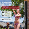 Solar heated outdoor shower with 9.3-gallon capacity, adjustable temperature, and handheld shower for easy use.