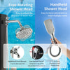 Handheld shower head with flexible hose for easy use, featuring hot and cold water adjustment for outdoor showers.
