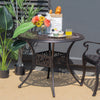 Round 36-inch brown patio dining bistro table with umbrella hole, featuring elegant patterns, ideal for outdoor use.