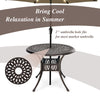 36-inch round patio dining bistro table in brown with a 2" umbrella hole, perfect for outdoor relaxation and elegance.