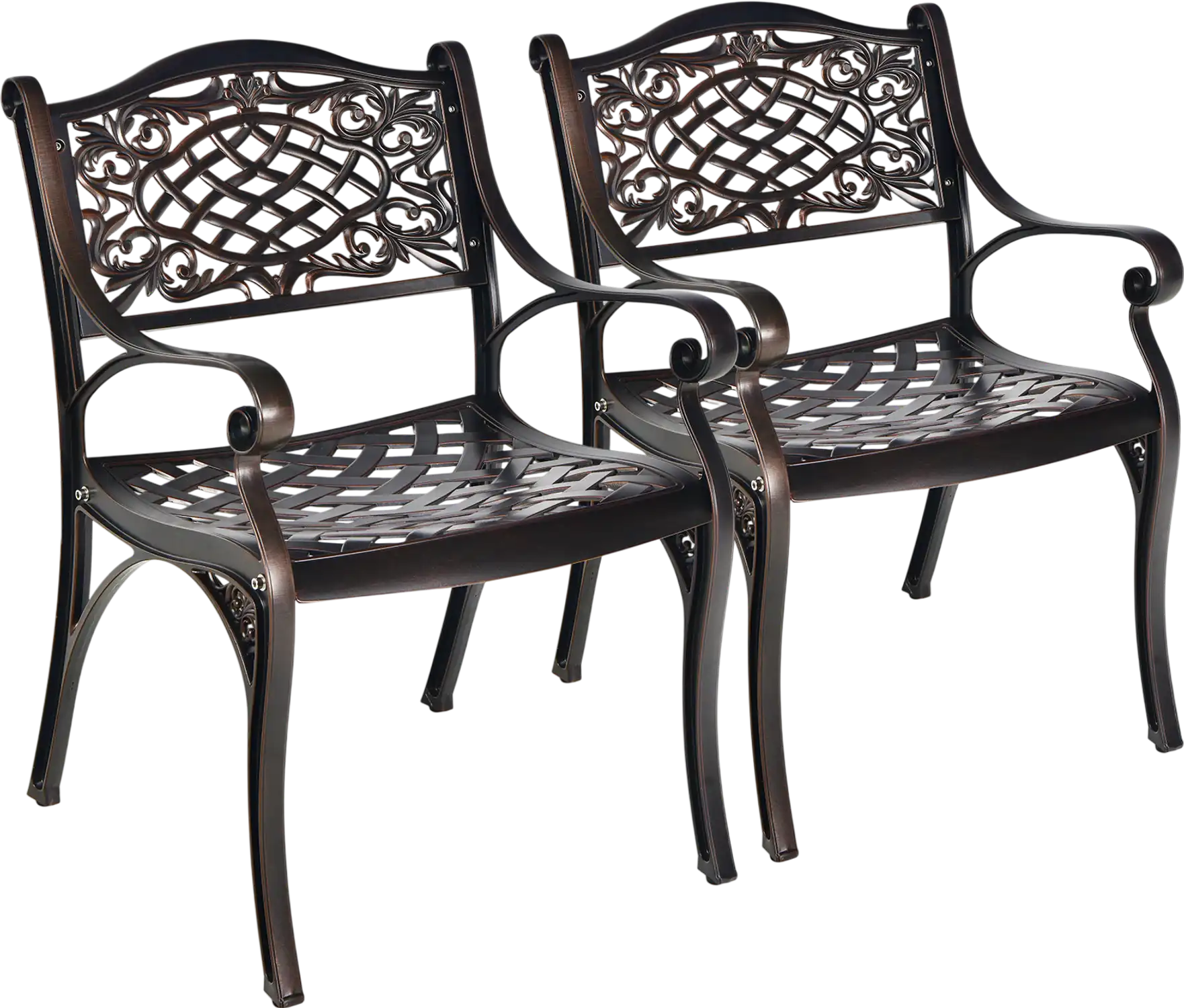 Costway Outdoor Cast Aluminum Patio Dining Chairs w/ Armrests 2-Piece 35246178 New