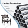2-piece outdoor cast aluminum chairs with armrests, featuring a lightweight design and ergonomic curved seats for.