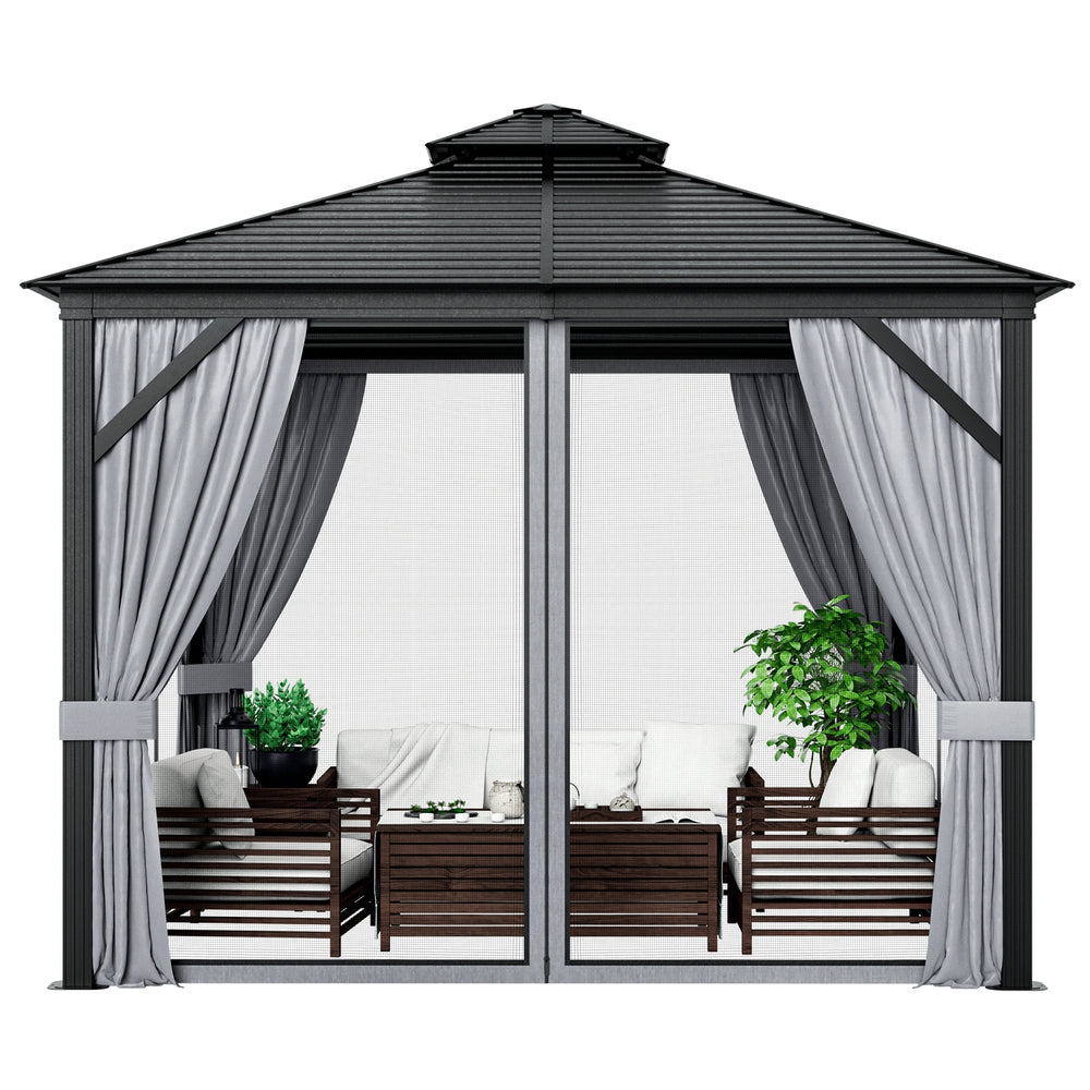 Costway Hardtop Gazebo 10' x 10' Double-Top with Galvanized Steel Roof New