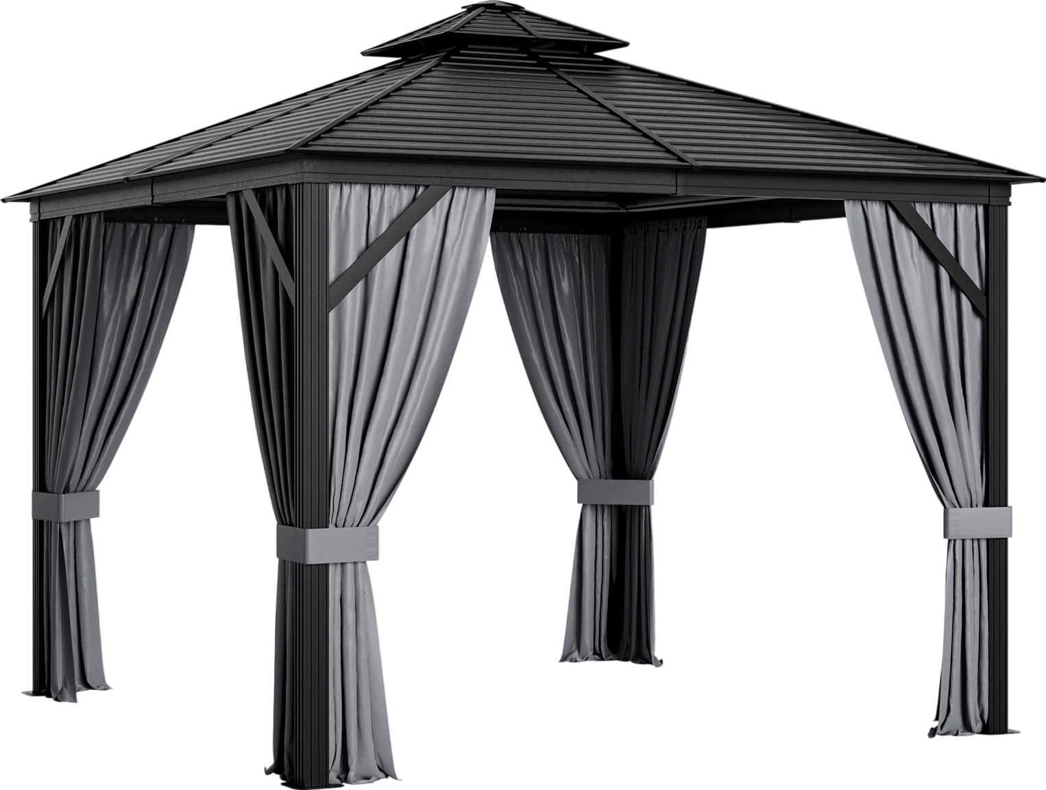 Costway Hardtop Gazebo 10' x 10' Double-Top with Galvanized Steel Roof New