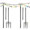 String Light Poles 2 Pack Outdoor Metal Poles with Top Arc Hook and 5-Prong Base-10 ft - Gallery View 1 of 10