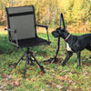 Folding swivel patio chair with adjustable legs and breathable mesh, perfect for outdoor relaxation with pets.