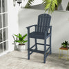 30 Inches Counter Height Outdoor HDPE Bar Stool with Armrests and Footrest-Navy - Gallery View 1 of 11