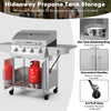 50000BTU 5-burner propane gas grill with side burner and prep tables, featuring stainless steel construction for.