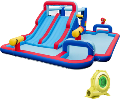 Costway Inflatable Bounce House Water Park w/ 2 Slides 3 Cannons 735W Blower 35962471 New