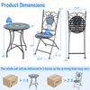 Mosaic-patterned 3 piece patio bistro set dimensions, featuring a heavy-duty metal frame for indoor and outdoor use.