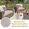 Outdoor weather-resistant tank hideaway table with natural ore powdered surface, ideal for fire pits and long-time.