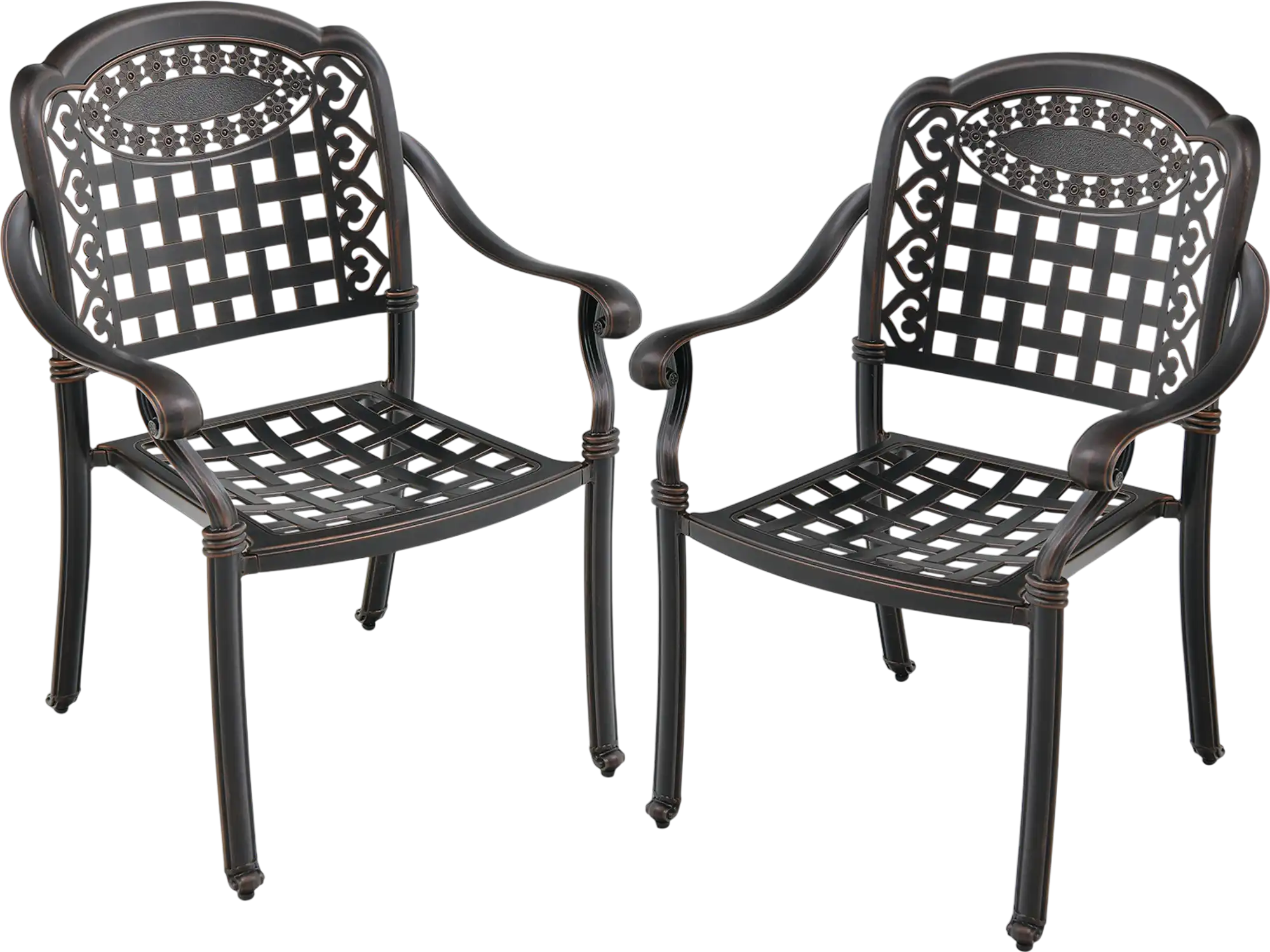 Costway Cast Aluminum Patio Dining Chairs Set of 2 with Armrests 74183296 New