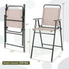 Folding bar-height chair set in beige with armrests, featuring breathable mesh and sturdy metal frame for outdoor use.