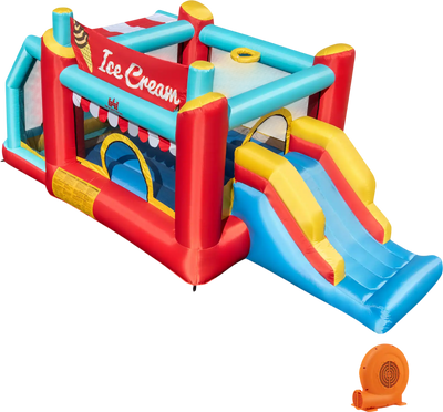 Costway 5-in-1 Ice Cream Inflatable Bounce House Ball Pit Slide w/ 520W Blower 249517368 New