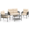 Costway Rattan Patio Sofa Chairs with Loveseat 4-Piece Set New