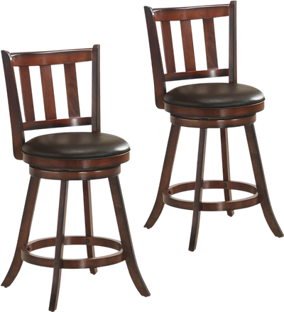 Costway 2-Piece Swivel Wooden Counter Height Bar Stool Set Cushioned Seat 54392016 New