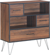 3-Tier Wood Storage Cabinet with Drawers and 4 Metal Legs