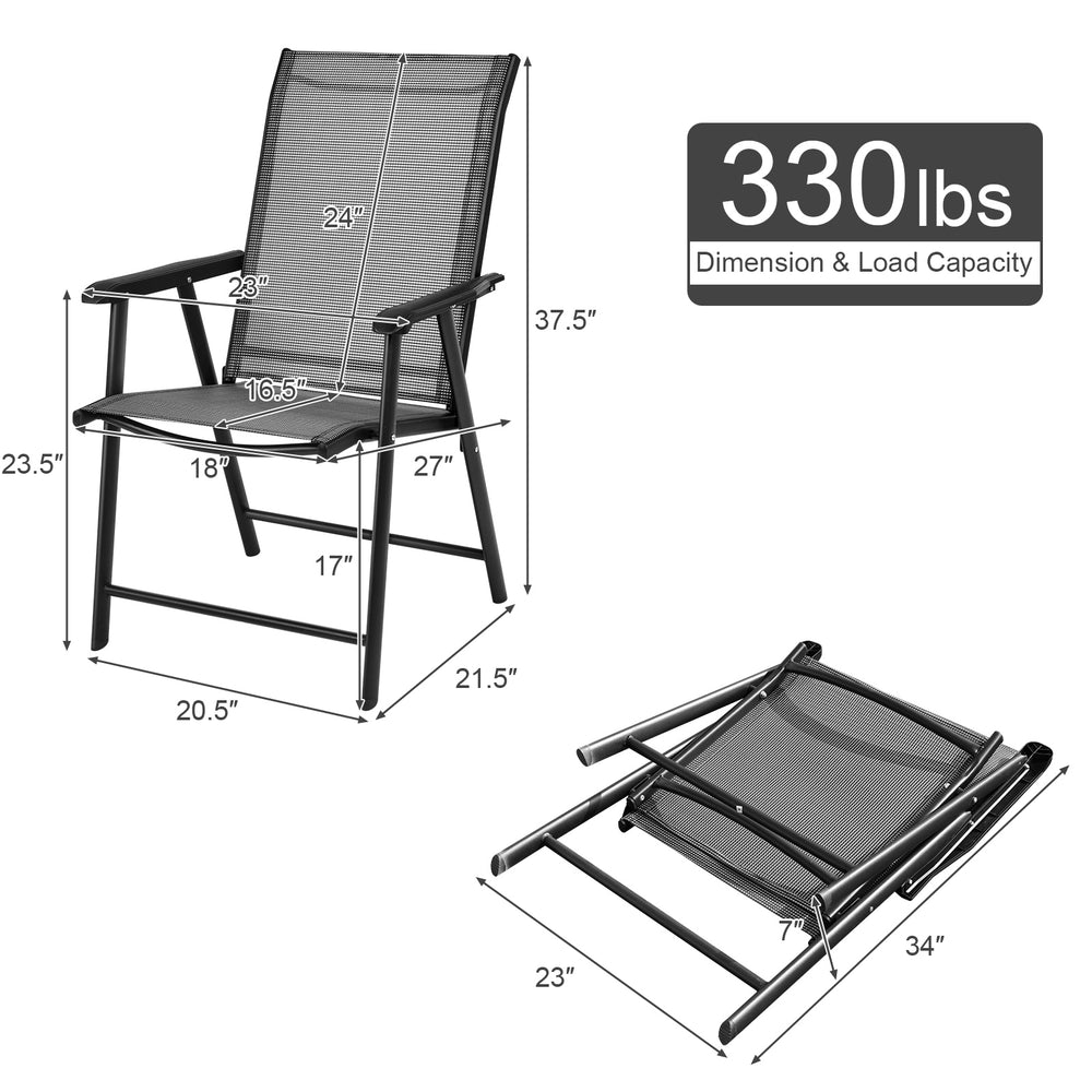 Folding textilene chair with steel frame, gray color, designed for outdoor camping and gatherings, supports 330 lbs.