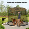 Outdoor umbrella table screen net for 9-10 ft umbrellas, featuring adjustable drawstring and zippered entrance for easy.